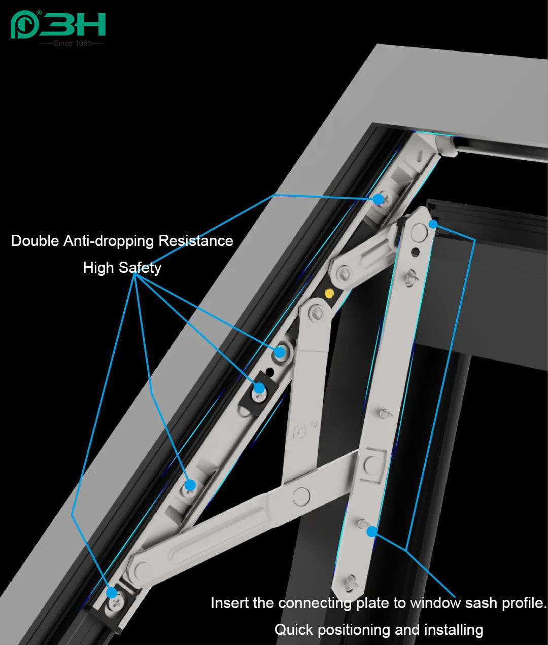 free-milling slot-free top hung window friction stay3
